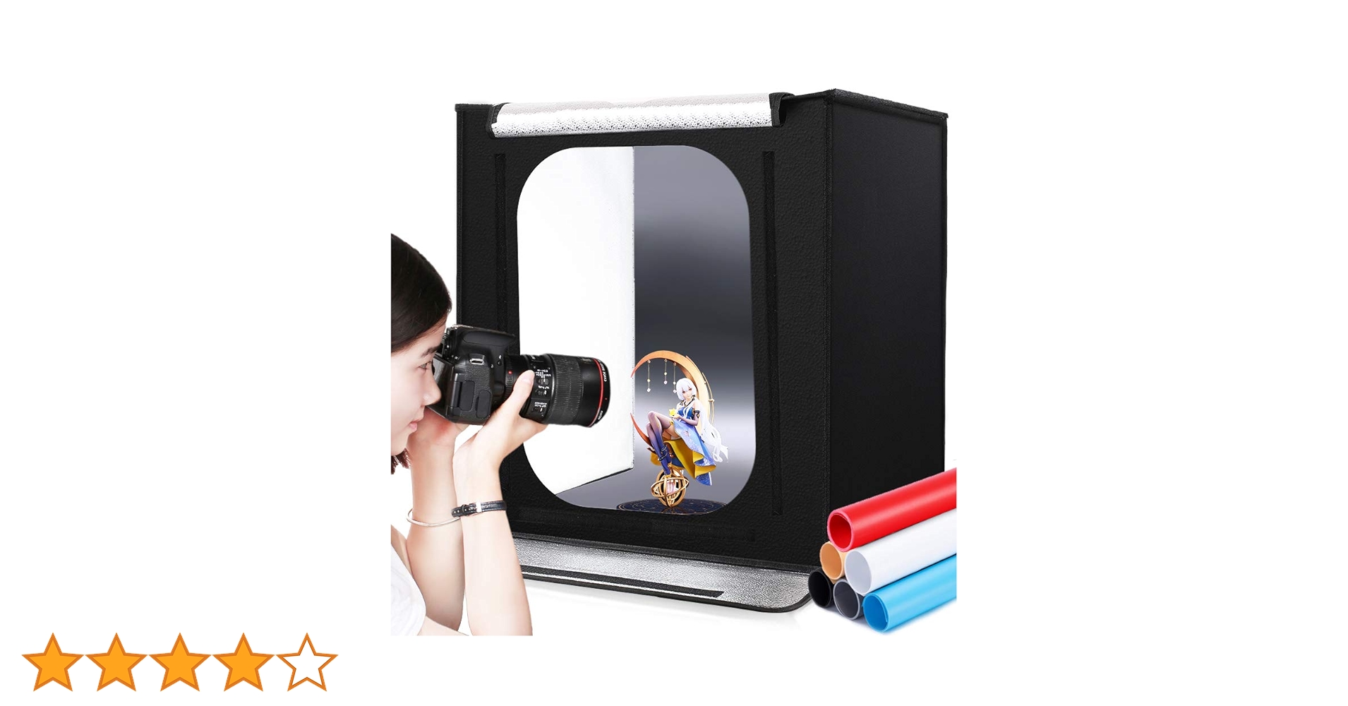 SAMTIAN 撮影ボックス60cm LEDライト折りたたみ撮影ブース撮影キット Amazon | 撮影ボックス SAMTIAN 60x60x60cm 6*背景布（黒、白、青、赤